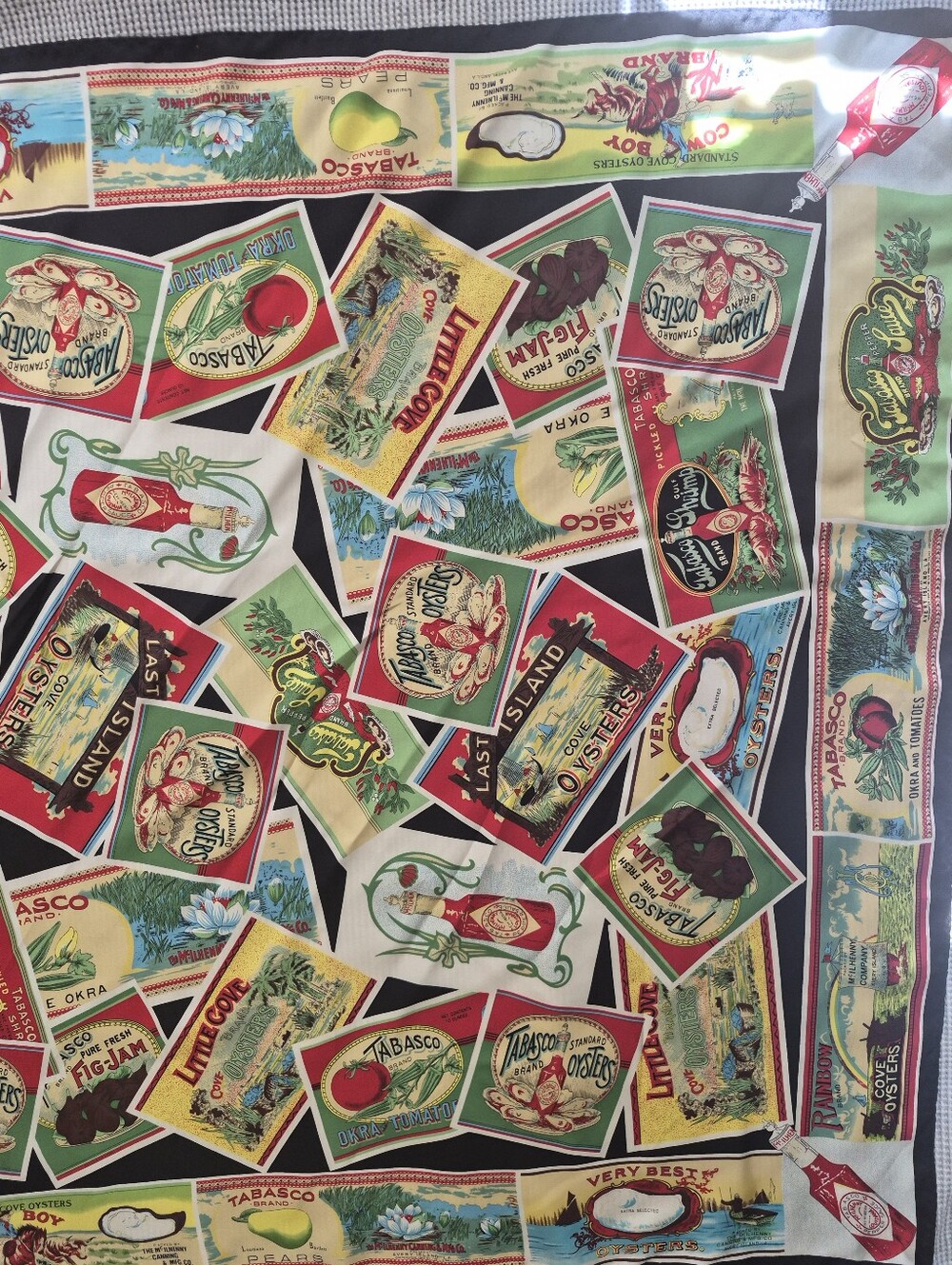 Authentic Vintage Tabasco Brand 100% Silk Scarf -35"×35"